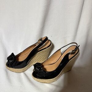 Steve Madden Black Slingback Wedge Sandals